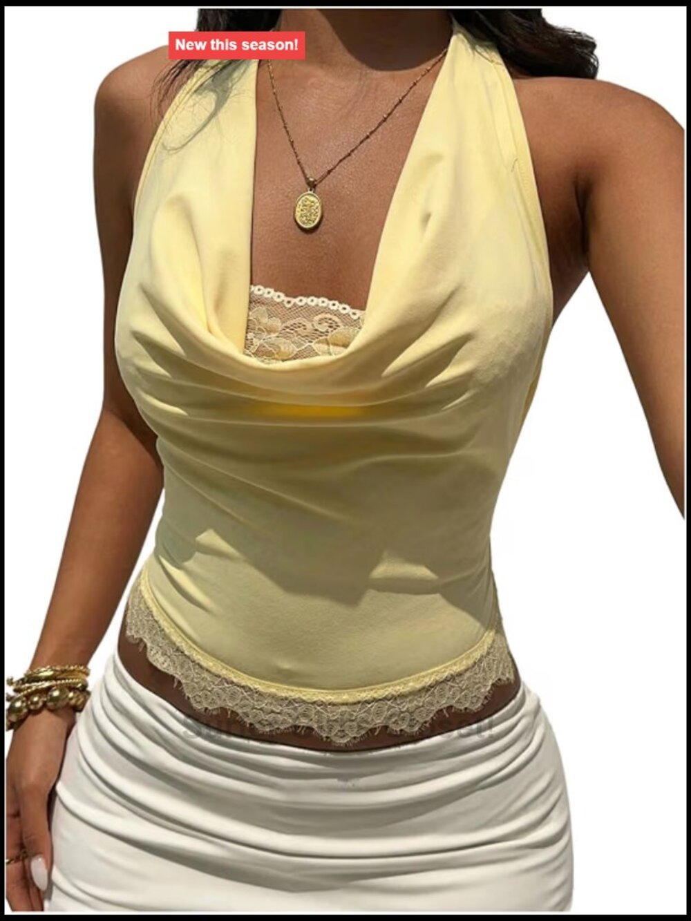 Y2K Draped Lace Halter Crop Tank Top Sleeveless Backless Going Out Top